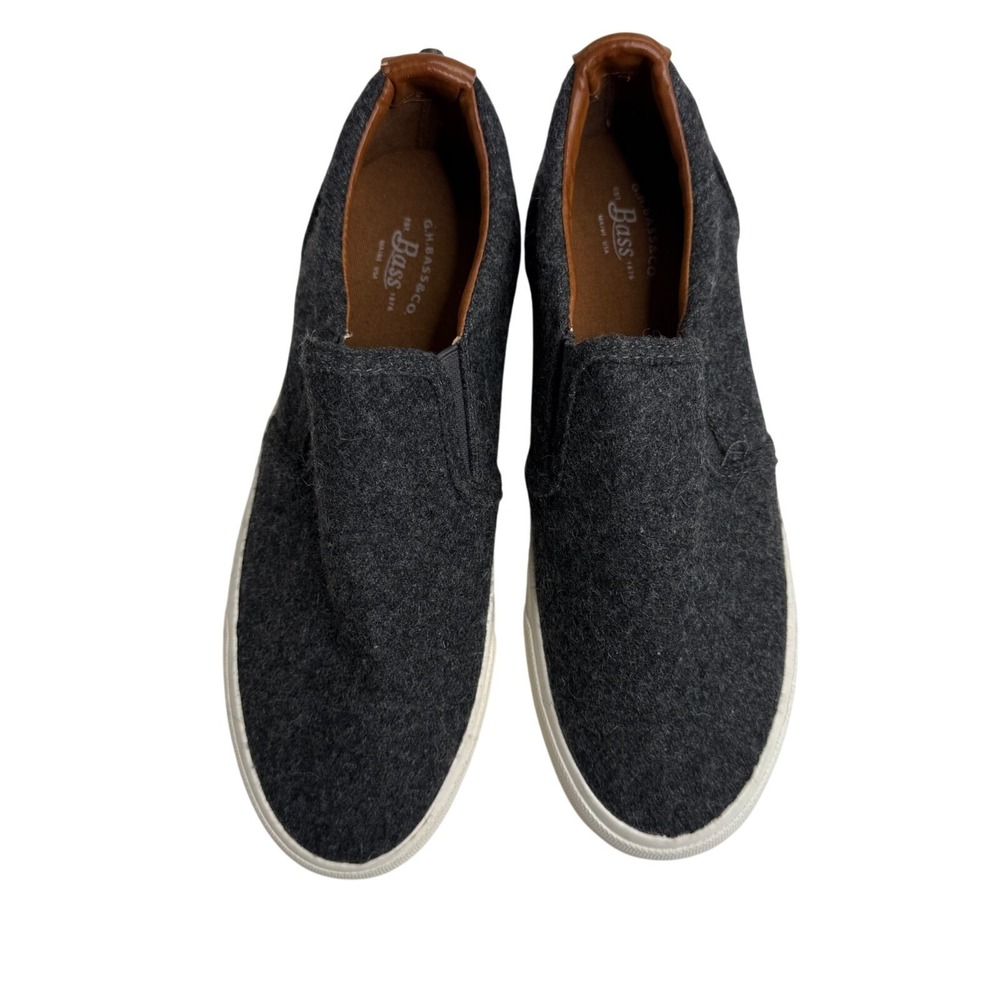 G.H. Bass & Co Women's 6W  Wool Felt Slip On‎ Sneakers Gray Leather Trim Casual